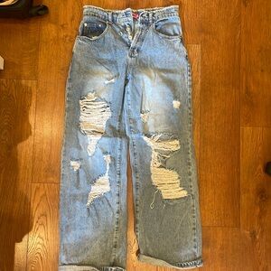 edikted Distressed Fold Over Boyfriend Jeans